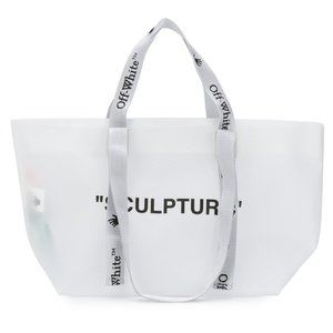 NEW Off-White Virgil Abloh White Printed Sculpture Arrow Logo Tote Shoulder Bag